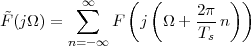                 (  (         ))
˜         ∞∑              2π-
F (jΩ ) =      F  j  Ω +  Ts n
        n= -∞
