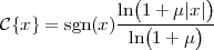                (       )
C{x} = sgn(x)ln-1(+-μ-|x|)-
              ln 1+ μ
