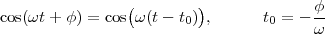                 (        )
cos(ωt + φ) = cosω (t- t0) ,      t0 = - φ-
                                        ω
 